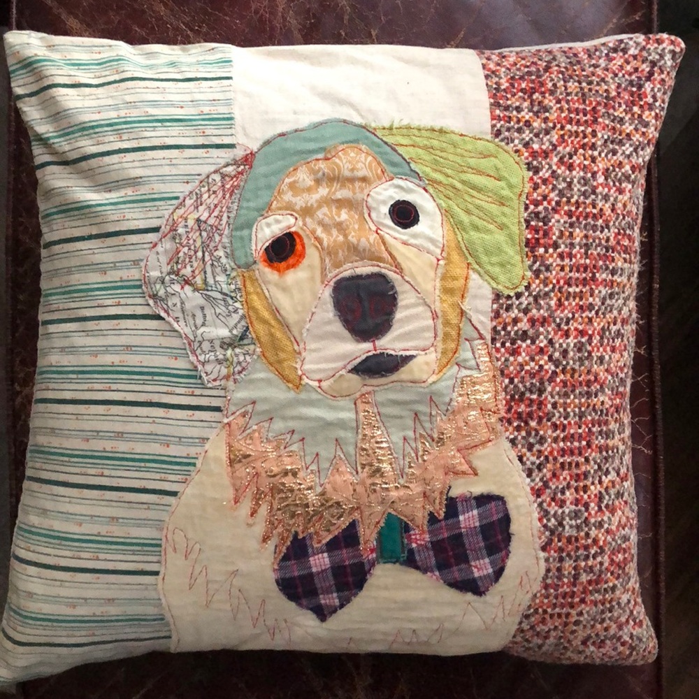 Carola van Dyke Anthropologie Patchwork Pup Pillow